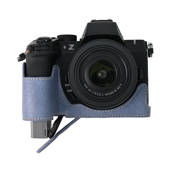 For Nikon Z50II Litchi Texture PU Leather Camera Half Case Base(Blue)