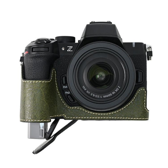 For Nikon Z50II Litchi Texture PU Leather Camera Half Case Base(Green)