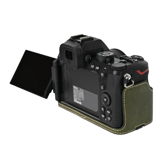 For Nikon Z50II Litchi Texture PU Leather Camera Half Case Base(Green)