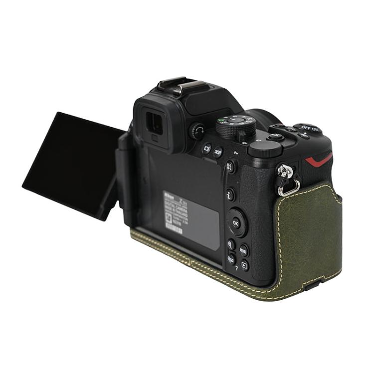For Nikon Z50II Litchi Texture PU Leather Camera Half Case Base(Green)