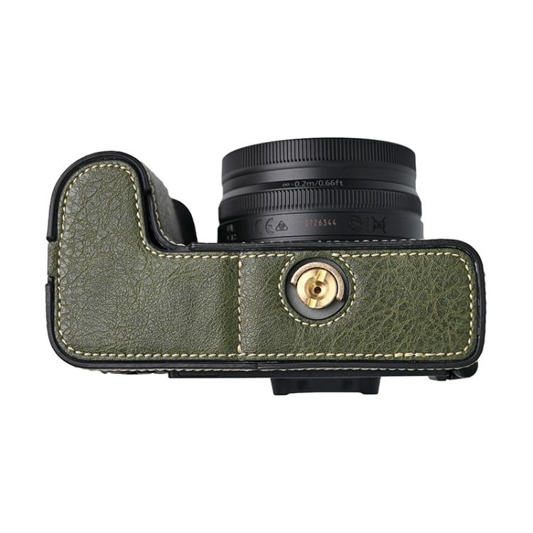 For Nikon Z50II Litchi Texture PU Leather Camera Half Case Base(Green)