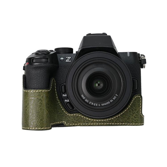 For Nikon Z50II Litchi Texture PU Leather Camera Half Case Base(Green)