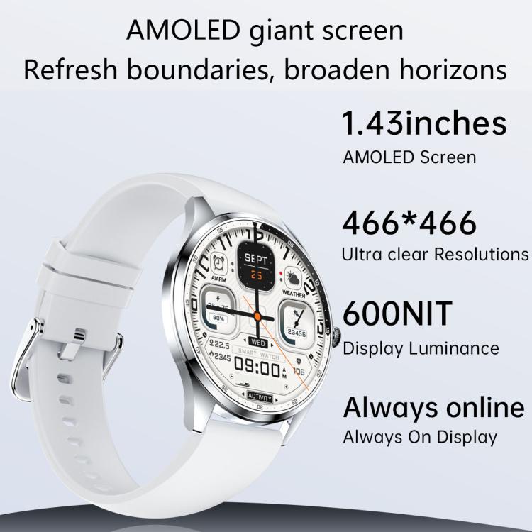 H77 1.43 inch AMOLED Screen Health & Fitness Smart Watch IP67 Waterproof Support BT Call(White) - free shipping - PMc TechLife - Order now!