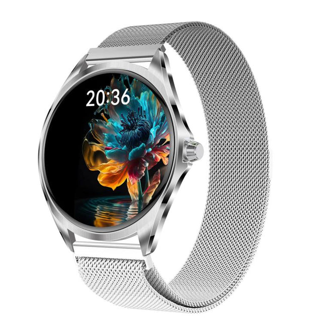 H78 1.43 inch AMOLED Screen Health & Fitness Smart Watch IP67 Water-resistant Support BT Call(Silver Milanese)