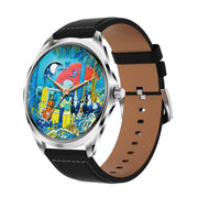 H78 1.43 inch AMOLED Screen Health & Fitness Smart Watch IP67 Water-resistant Support BT Call(Silver Shell Black Leather)