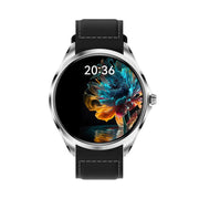 H78 1.43 inch AMOLED Screen Health & Fitness Smart Watch IP67 Water-resistant Support BT Call(Silver Shell Black Leather)