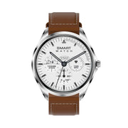 H78 1.43 inch AMOLED Screen Health & Fitness Smart Watch IP67 Water-resistant Support BT Call(Silver Shell Brown Leather)