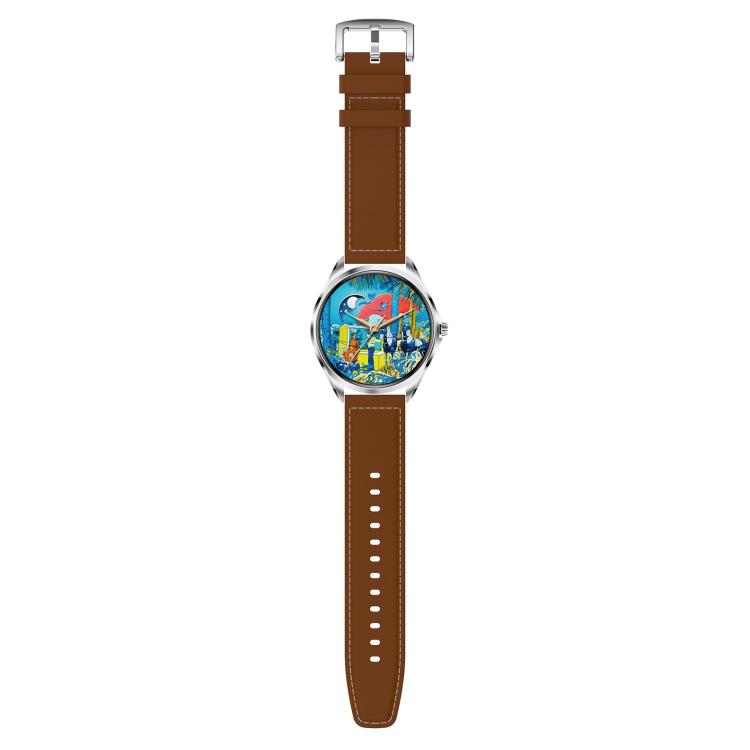 H78 1.43 inch AMOLED Screen Health & Fitness Smart Watch IP67 Water-resistant Support BT Call(Silver Shell Brown Leather)