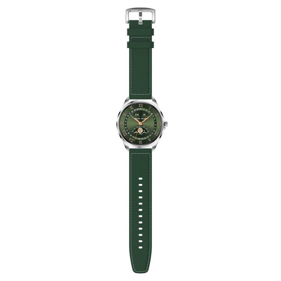 H78 1.43 inch AMOLED Screen Health & Fitness Smart Watch IP67 Water-resistant Support BT Call(Silver Shell Green Leather)