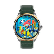 H78 1.43 inch AMOLED Screen Health & Fitness Smart Watch IP67 Water-resistant Support BT Call(Gold Shell Green Leather)
