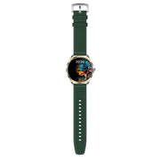 H78 1.43 inch AMOLED Screen Health & Fitness Smart Watch IP67 Water-resistant Support BT Call(Gold Shell Green Leather)