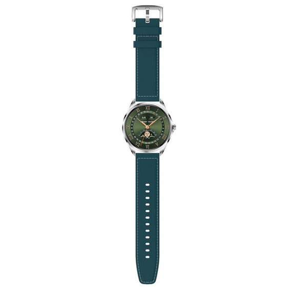 H78 1.43 inch AMOLED Screen Health & Fitness Smart Watch IP67 Water-resistant Support BT Call(Silver Shell Blue Leather)