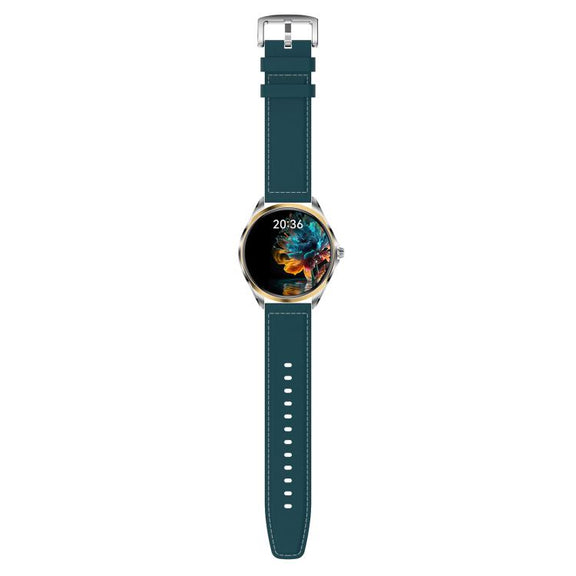 H78 1.43 inch AMOLED Screen Health & Fitness Smart Watch IP67 Water-resistant Support BT Call(Gold Shell Blue Leather)