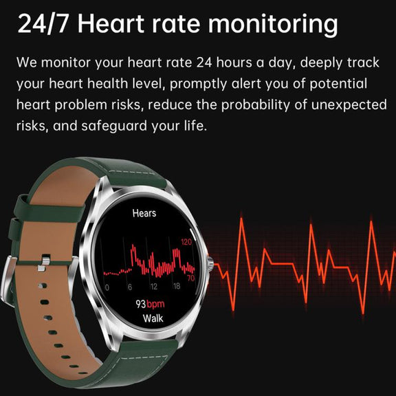 H78 1.43 inch AMOLED Screen Health & Fitness Smart Watch IP67 Water-resistant Support BT Call(Silver Shell Brown Leather)