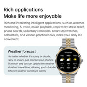 H78 1.43 inch AMOLED Screen Health & Fitness Smart Watch IP67 Water-resistant Support BT Call(Gold Shell Black Leather)