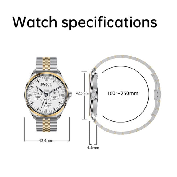 H78 1.43 inch AMOLED Screen Health & Fitness Smart Watch IP67 Water-resistant Support BT Call(Silver Milanese)