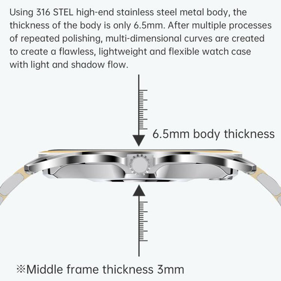 H78 1.43 inch AMOLED Screen Health & Fitness Smart Watch IP67 Water-resistant Support BT Call(Gold Shell Black Leather)