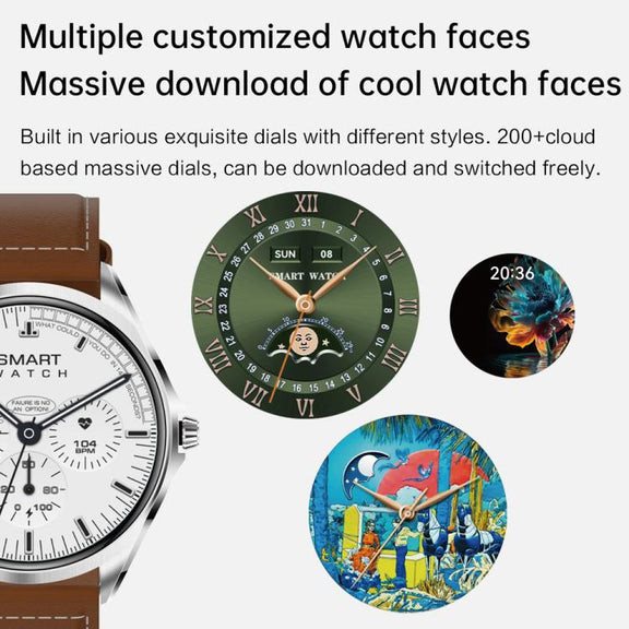 H78 1.43 inch AMOLED Screen Health & Fitness Smart Watch IP67 Water-resistant Support BT Call(Silver Shell Black Leather)