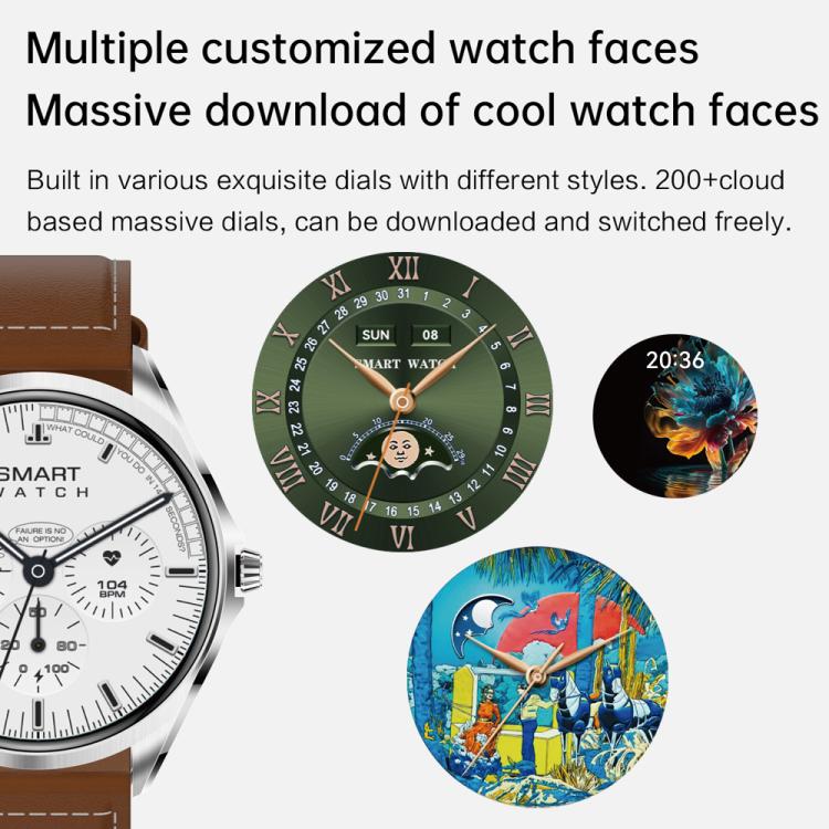 H78 1.43 inch AMOLED Screen Health & Fitness Smart Watch IP67 Water-resistant Support BT Call(Gold Shell Black Leather)