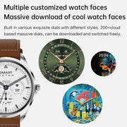 H78 1.43 inch AMOLED Screen Health & Fitness Smart Watch IP67 Water-resistant Support BT Call(Gold Shell Green Leather)