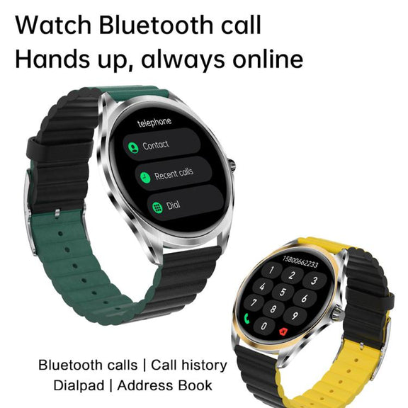 H78 1.43 inch AMOLED Screen Health & Fitness Smart Watch IP67 Water-resistant Support BT Call(Silver Shell Black Leather)