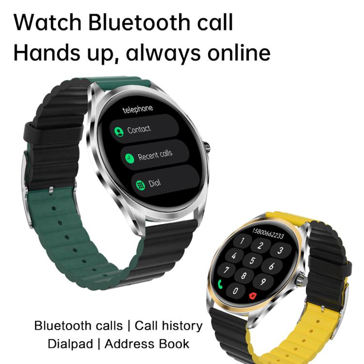 H78 1.43 inch AMOLED Screen Health & Fitness Smart Watch IP67 Water-resistant Support BT Call(Silver Shell Blue Leather)