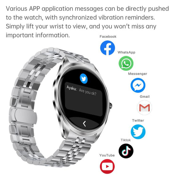 H78 1.43 inch AMOLED Screen Health & Fitness Smart Watch IP67 Water-resistant Support BT Call(Silver Shell Brown Leather)