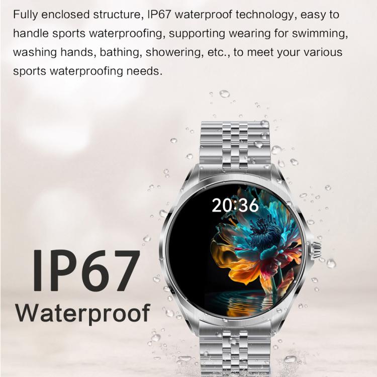H78 1.43 inch AMOLED Screen Health & Fitness Smart Watch IP67 Water-resistant Support BT Call(Gold Shell Black Leather)