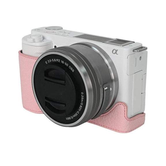 For Sony ZV-E10 Litchi Texture PU Leather Camera Half Case Base(Pink)