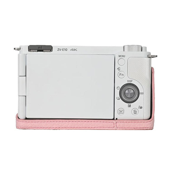 For Sony ZV-E10 Litchi Texture PU Leather Camera Half Case Base(Pink)