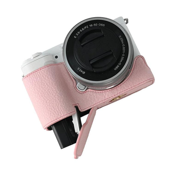 For Sony ZV-E10 Litchi Texture PU Leather Camera Half Case Base(Pink)