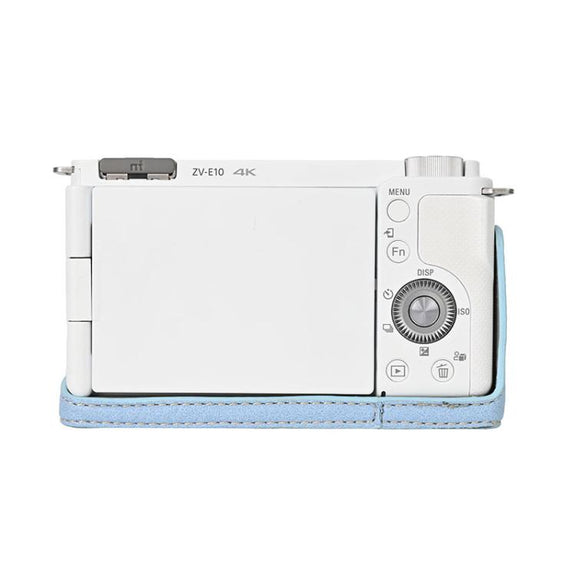 For Sony ZV-E10 Litchi Texture PU Leather Camera Half Case Base(Blue)