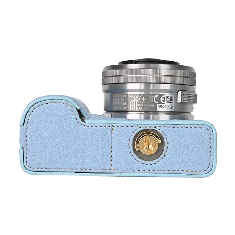 For Sony ZV-E10 Litchi Texture PU Leather Camera Half Case Base(Blue)
