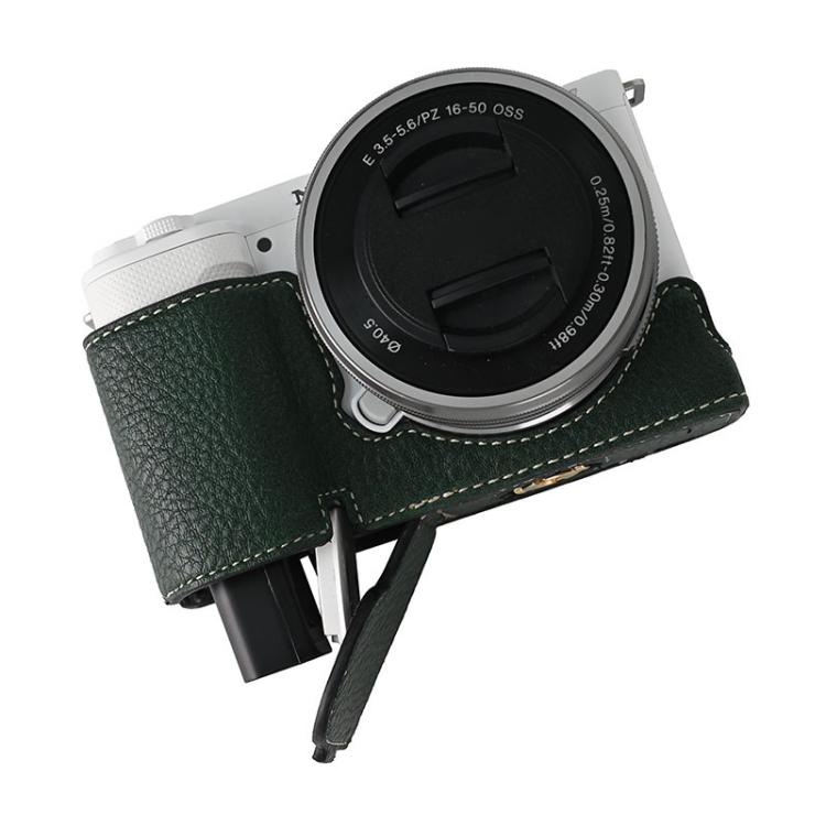 For Sony ZV-E10 Litchi Texture PU Leather Camera Half Case Base(Green)