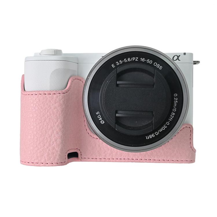For Sony Alpha ZV-E10 II / ZV-E10M2 Litchi Texture PU Leather Camera Half Case Base(Pink) - free shipping - PMC TechLife - Order now!