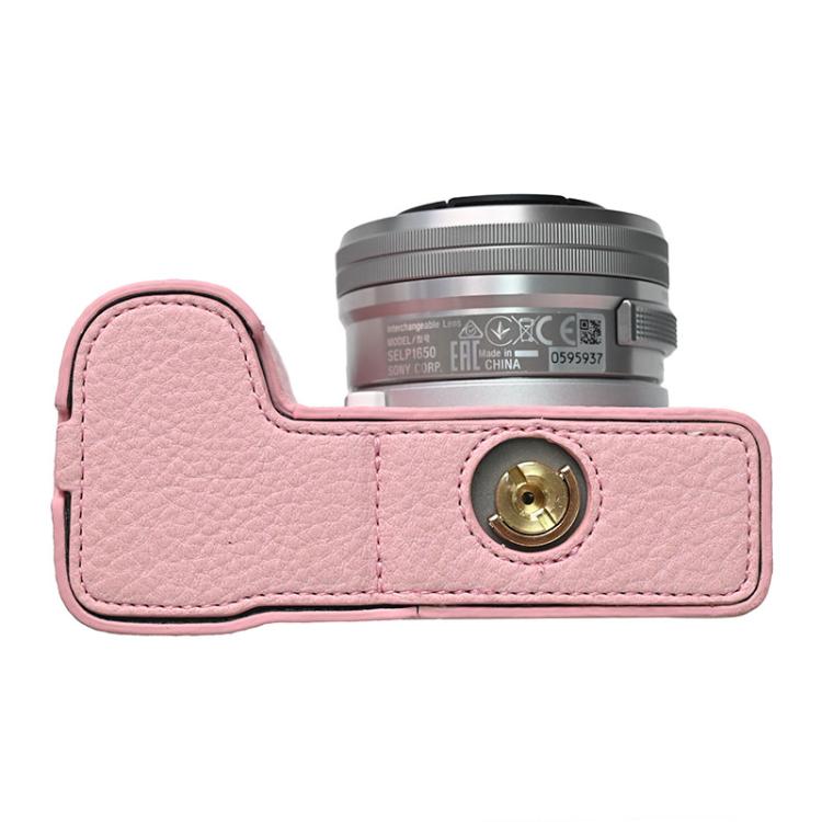 For Sony Alpha ZV-E10 II / ZV-E10M2 Litchi Texture PU Leather Camera Half Case Base(Pink) - free shipping - PMC TechLife - Order now!