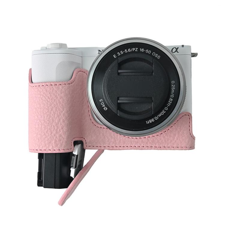 For Sony Alpha ZV-E10 II / ZV-E10M2 Litchi Texture PU Leather Camera Half Case Base(Pink) - free shipping - PMC TechLife - Order now!