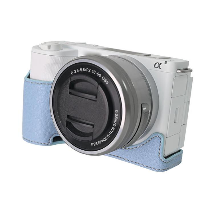 For Sony Alpha ZV-E10 II / ZV-E10M2 Litchi Texture PU Leather Camera Half Case Base(Blue)