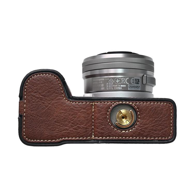 For Sony Alpha ZV-E10 II / ZV-E10M2 Litchi Texture PU Leather Camera Half Case Base(Coffee) - free shipping - PMC TechLife - Order now!