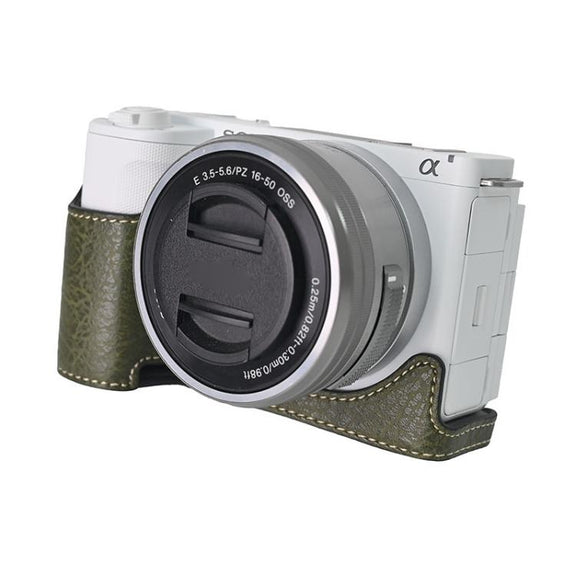 For Sony Alpha ZV-E10 II / ZV-E10M2 Litchi Texture PU Leather Camera Half Case Base(Green)