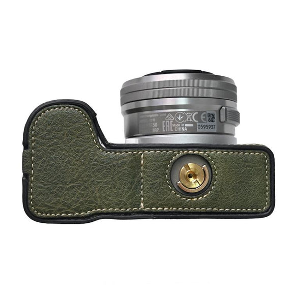 For Sony Alpha ZV-E10 II / ZV-E10M2 Litchi Texture PU Leather Camera Half Case Base(Green)