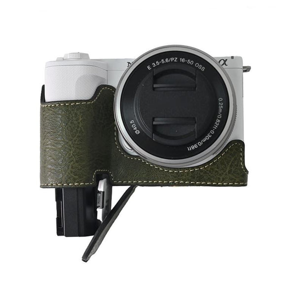 For Sony Alpha ZV-E10 II / ZV-E10M2 Litchi Texture PU Leather Camera Half Case Base(Green)
