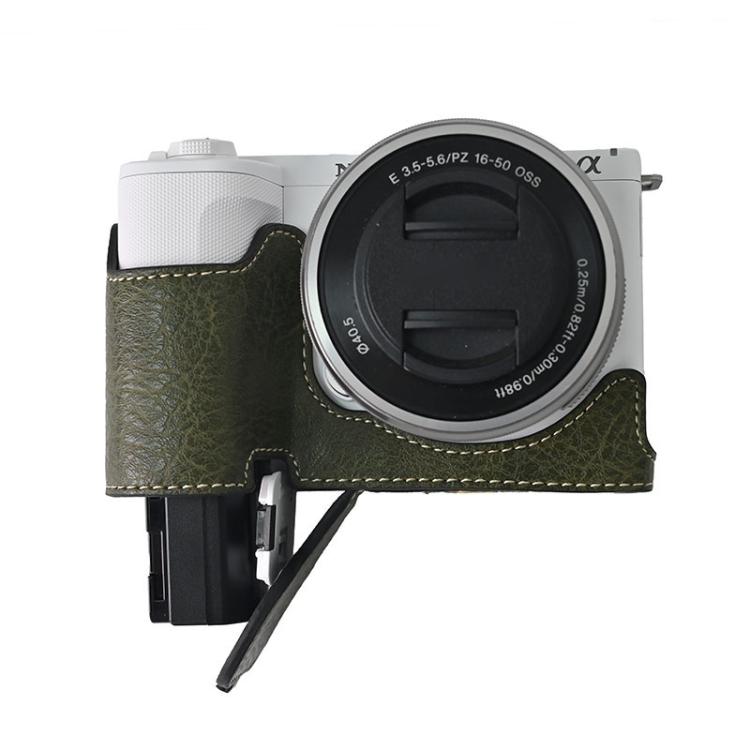 For Sony Alpha ZV-E10 II / ZV-E10M2 Litchi Texture PU Leather Camera Half Case Base(Green)