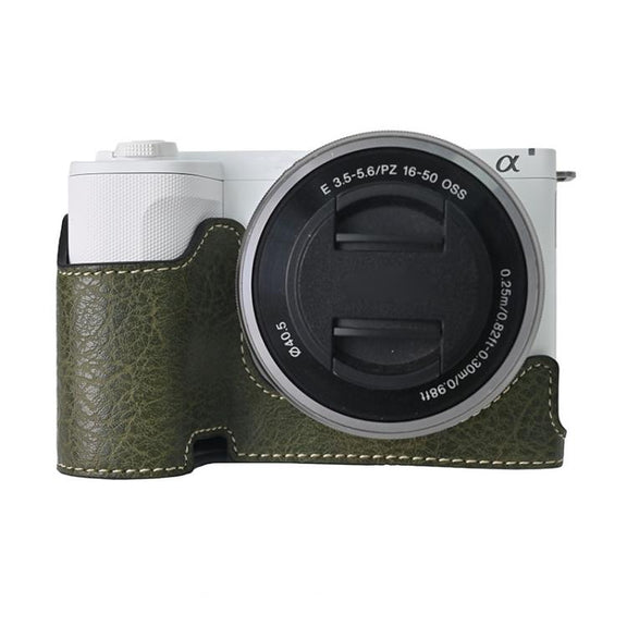 For Sony Alpha ZV-E10 II / ZV-E10M2 Litchi Texture PU Leather Camera Half Case Base(Green)