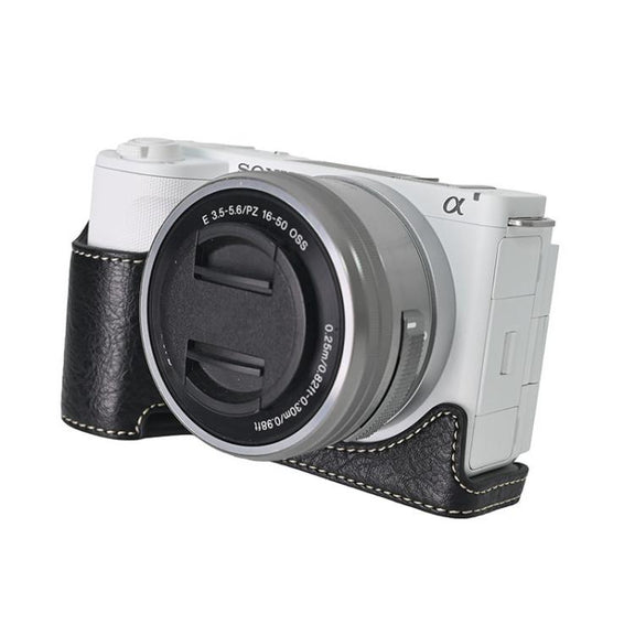 For Sony Alpha ZV-E10 II / ZV-E10M2 Litchi Texture PU Leather Camera Half Case Base(Black)