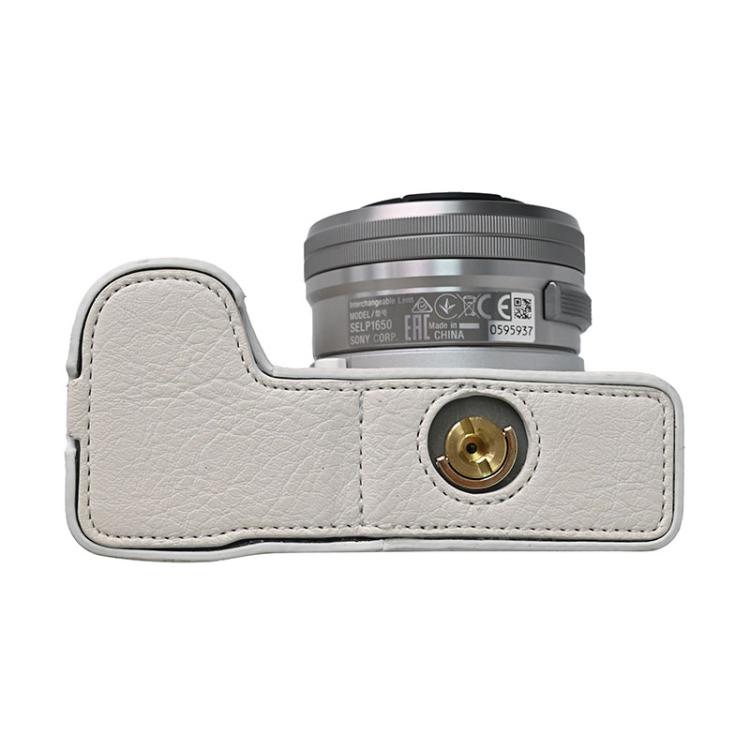 For Sony Alpha ZV-E10 II / ZV-E10M2 Litchi Texture PU Leather Camera Half Case Base(White) - free shipping - PMC TechLife - Order now!