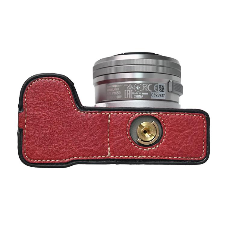 For Sony Alpha ZV-E10 II / ZV-E10M2 Litchi Texture PU Leather Camera Half Case Base(Wine Red) - free shipping - PMC TechLife - Order now!