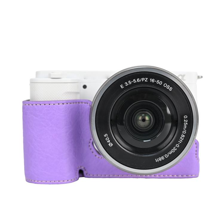 For Sony Alpha ZV-E10 II / ZV-E10M2 Litchi Texture PU Leather Camera Half Case Base(Purple) - free shipping - PMC TechLife - Order now!
