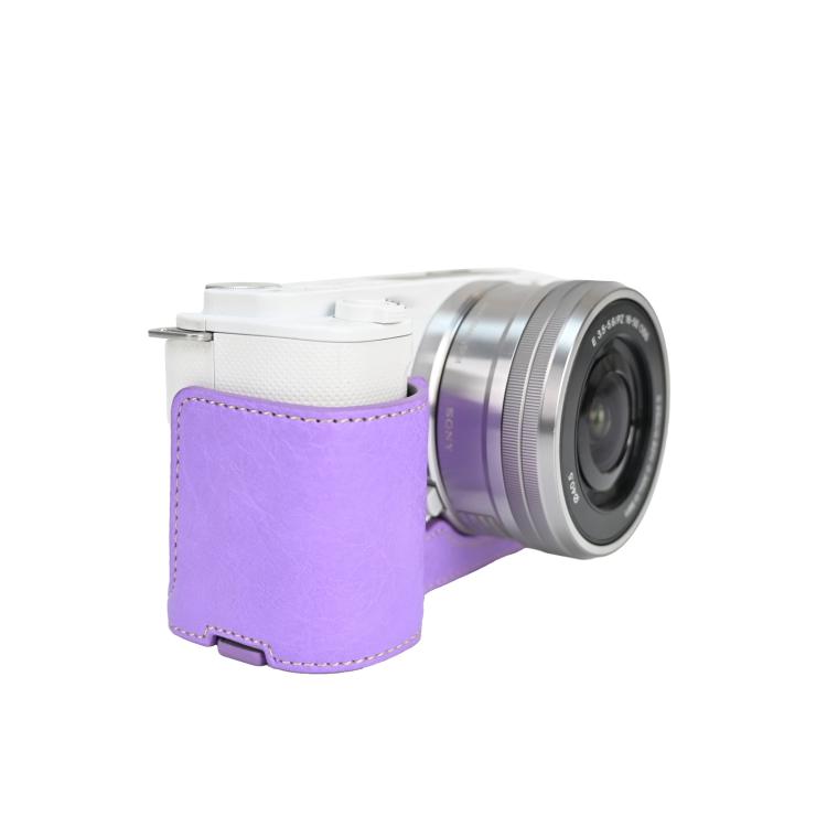 For Sony Alpha ZV-E10 II / ZV-E10M2 Litchi Texture PU Leather Camera Half Case Base(Purple) - free shipping - PMC TechLife - Order now!