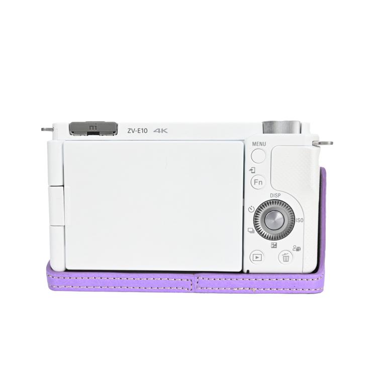 For Sony Alpha ZV-E10 II / ZV-E10M2 Litchi Texture PU Leather Camera Half Case Base(Purple) - free shipping - PMC TechLife - Order now!